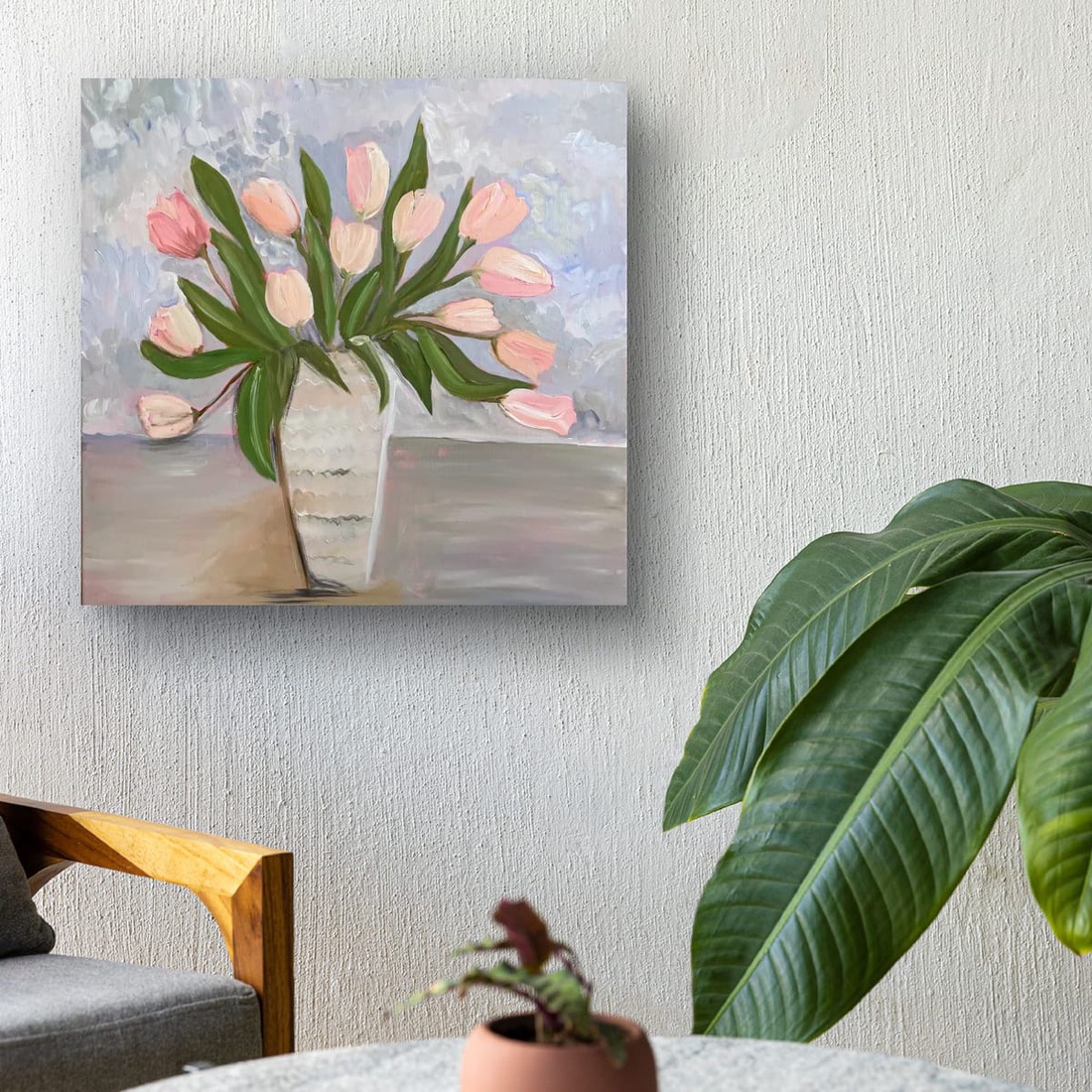 Vaza cu lalele, tablou pictat in acrilice pe panza - arte vizuale și accesorii  - picturi - pictură acrilică - Artynos.ro