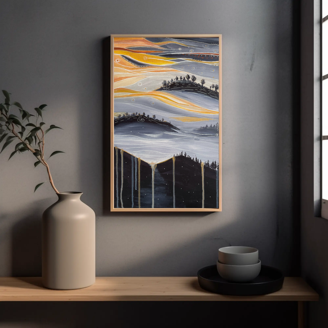 Soare Fluid Pictura originala acrilice pe panza  - arte vizuale și accesorii  - picturi - pictură acrilică - Artynos.ro