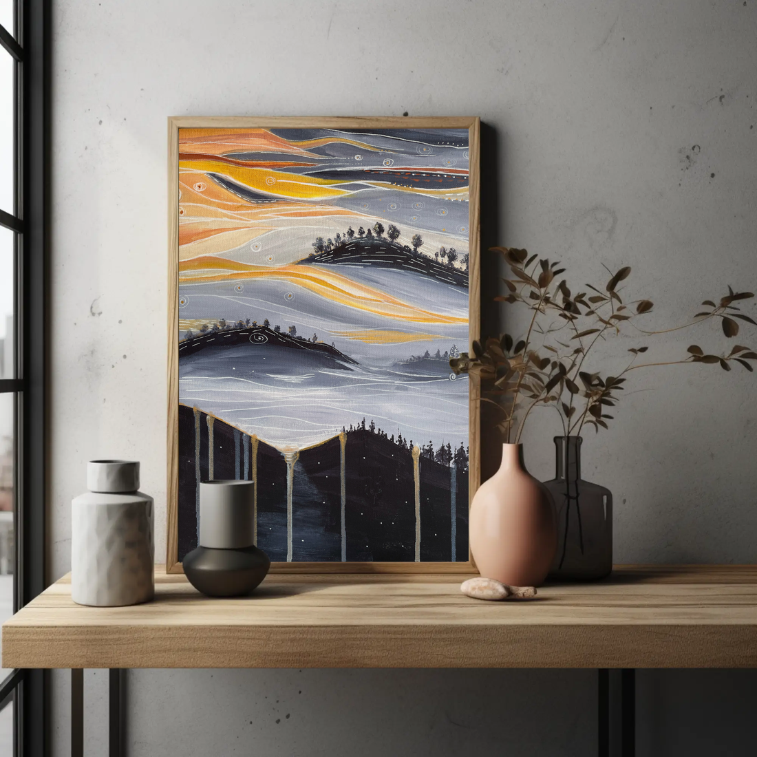 Soare Fluid Pictura originala acrilice pe panza  - arte vizuale și accesorii  - picturi - pictură acrilică - Artynos.ro