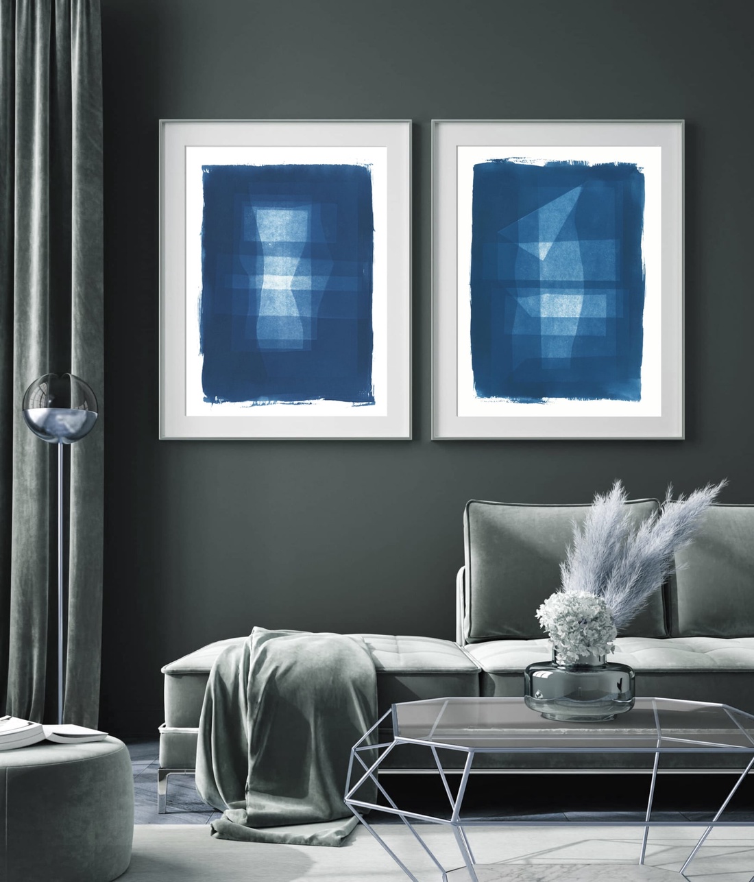  Set tablouri geometrice albastre picturi moderne albastre tablouri abstracte albastre print cadou tablouri originale  - arte vizuale și accesorii  - picturi - acuarele picturi - Artynos.ro