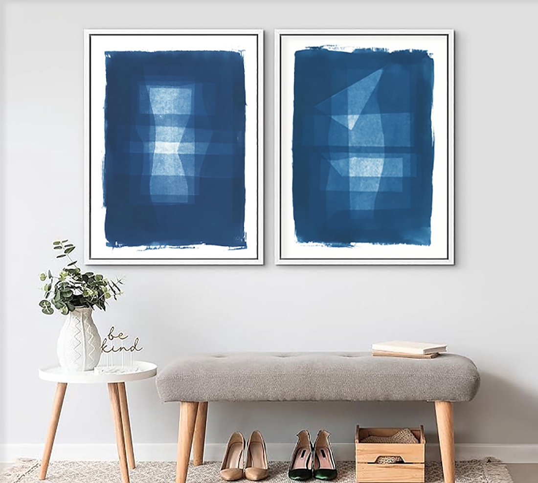  Set tablouri geometrice albastre picturi moderne albastre tablouri abstracte albastre print cadou tablouri originale  - arte vizuale și accesorii  - picturi - acuarele picturi - Artynos.ro