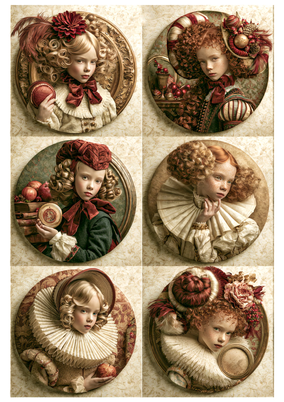 Copii din epoca nobila (O) - Rice paper decoupage, Hartie de orez imprimata A4  - accessorii și unelte - hârtie - hârtie decoupage - Artynos.ro
