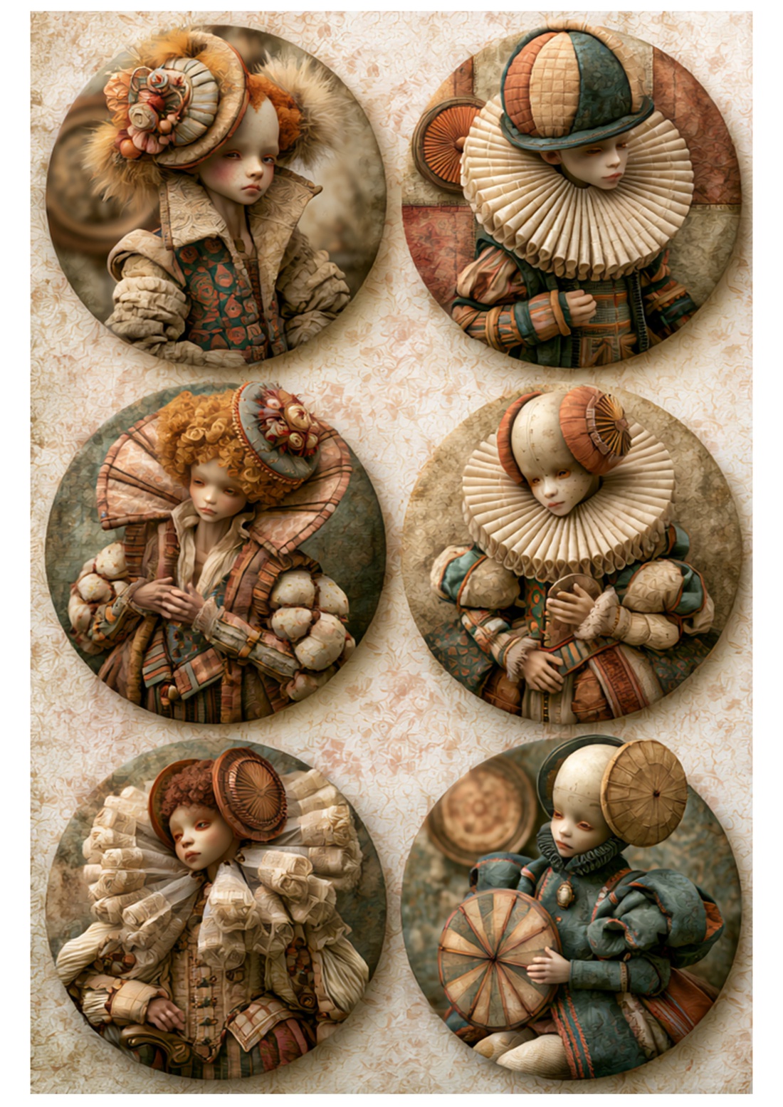 Hârtie de orez A4 Papusile Timpului (B) � Rice paper decoupage, Hârtie de orez A4 pentru decoupage - accesorii și unelte - hârtie - hârtie decoupage - Artynos.ro