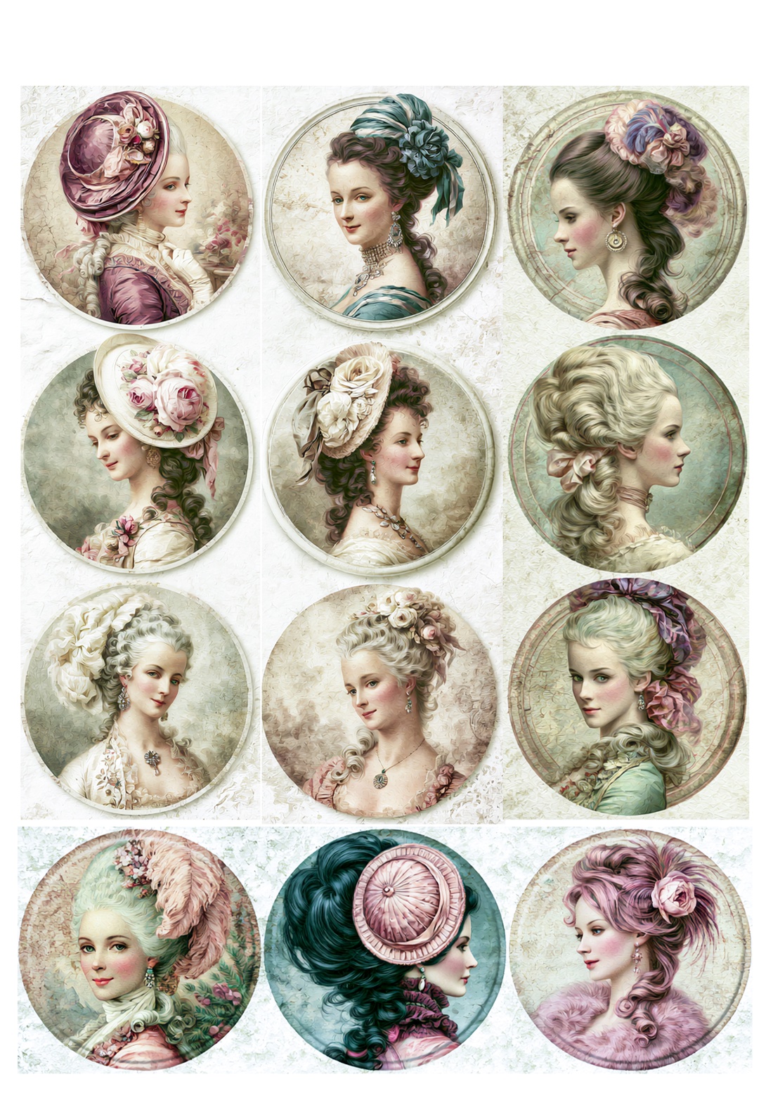 Hârtie de orez A4 Portrete Aristocrate (B) � Rice paper decoupage, Hârtie de orez A4 pentru decoupage - accessorii și unelte - hârtie - hârtie decoupage - Artynos.ro