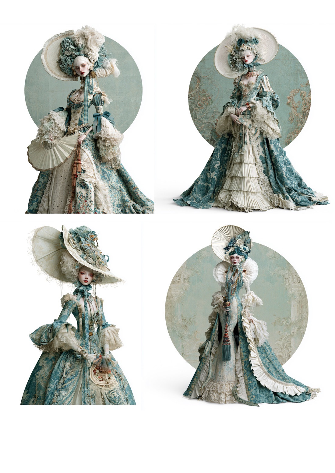 Rococo Blue Court (C) - Hartie de orez imprimata A4, Rice paper decoupage - accessorii și unelte - hârtie - hârtie decoupage - Artynos.ro