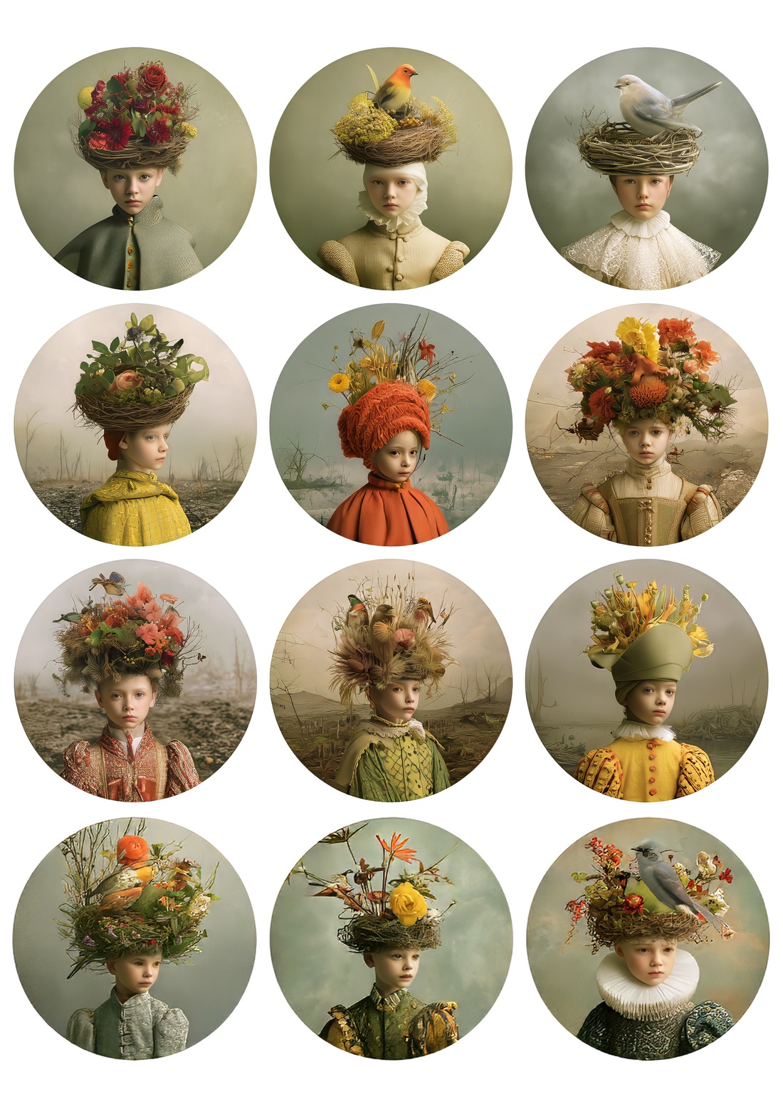 Nature Crown Portraits (A) � Botanical Fantasy Rice Paper , Rice paper decoupage, Hârtie de orez A4 pentru decoupage - accessorii și unelte - hârtie - hârtie decoupage - Artynos.ro