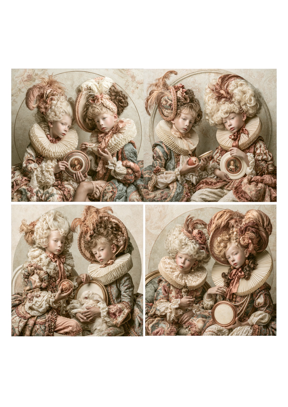 Copiii Versailles-ului (B) - Portrete de copii rococo pe hartie de orez, Hartie de orez decoupage A4 - accessorii și unelte - hârtie - hârtie decoupage - Artynos.ro