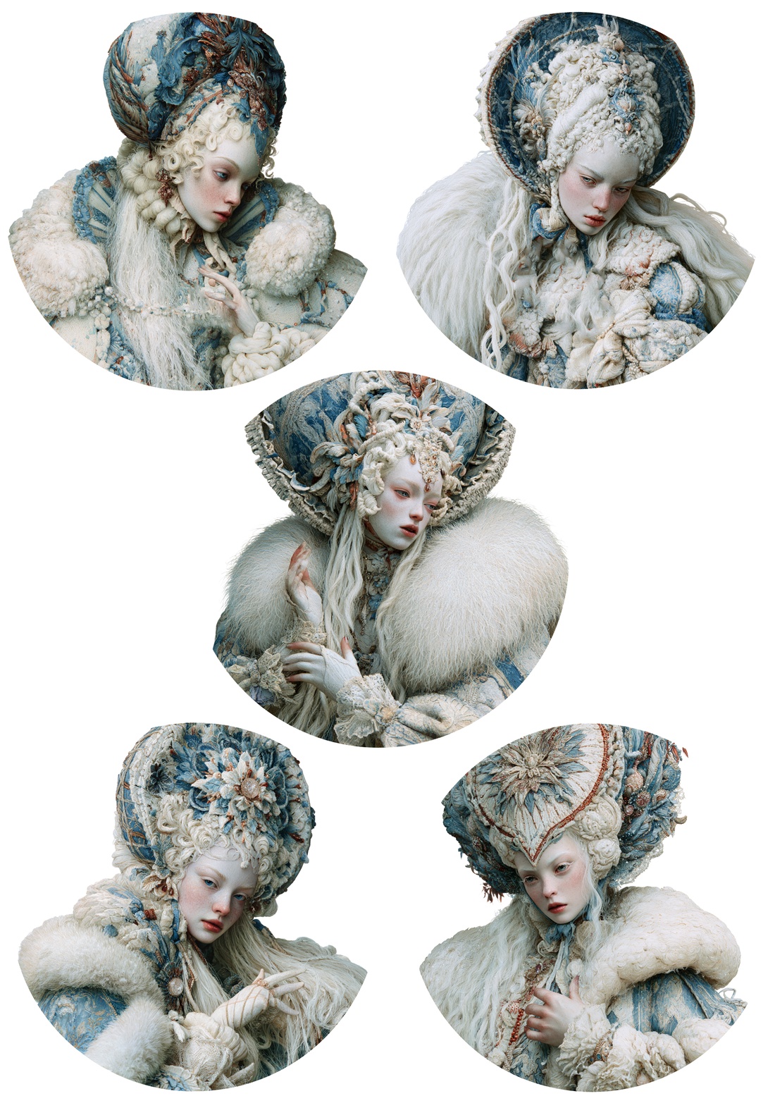 Porcelain Icons - Portrete fantezie pe hartie de orez, Hartie de orez decoupage A4 - accessorii și unelte - hârtie - hârtie decoupage - Artynos.ro