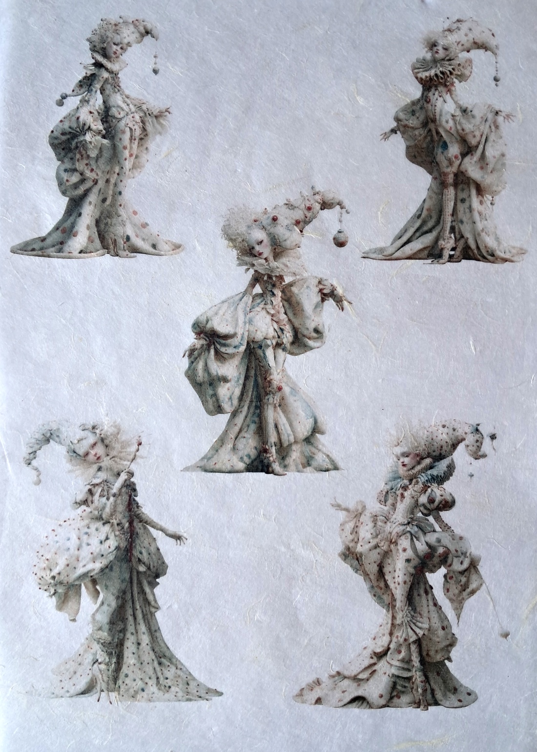 Hartie de orez A4, Harlequin Court personaje fantezie pe hartie de orez, Hartie de orez decoupage A4 - accessorii și unelte - hârtie - hârtie decoupage - Artynos.ro