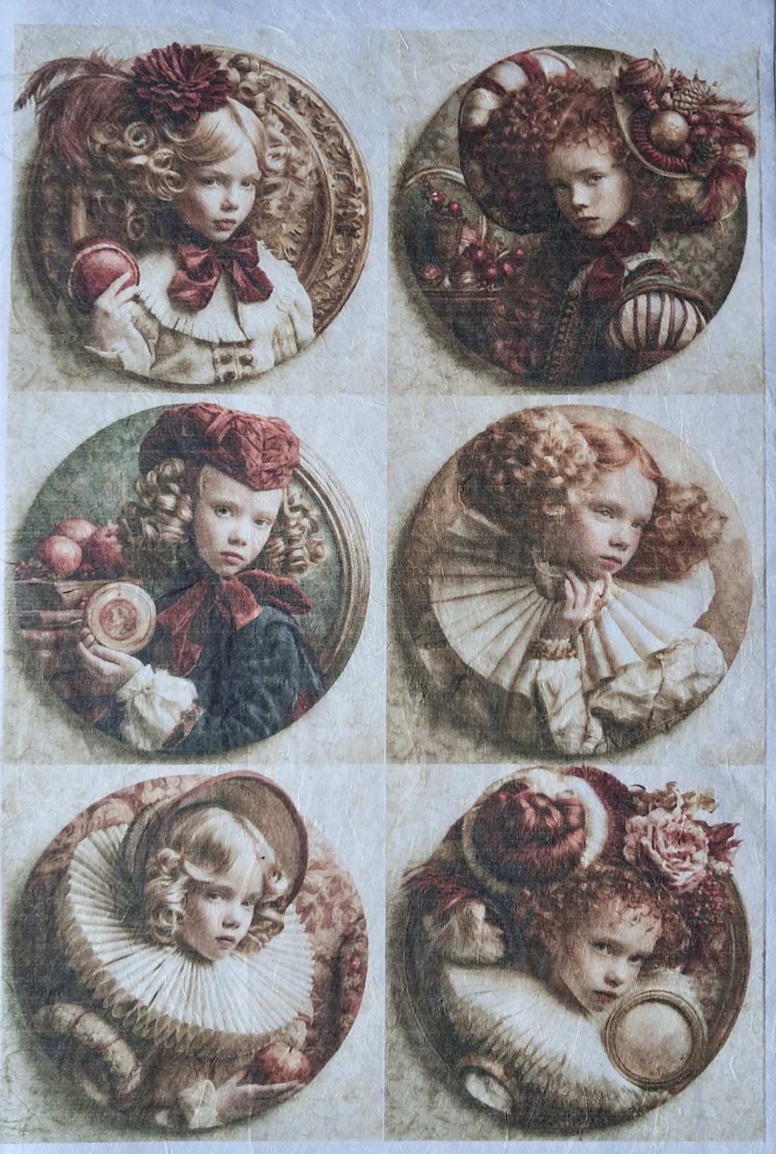 Hârtie de orez A4 Copii din epoca nobila (O) - Rice paper decoupage, Hartie de orez imprimata A4  - accessorii și unelte - hârtie - hârtie decoupage - Artynos.ro