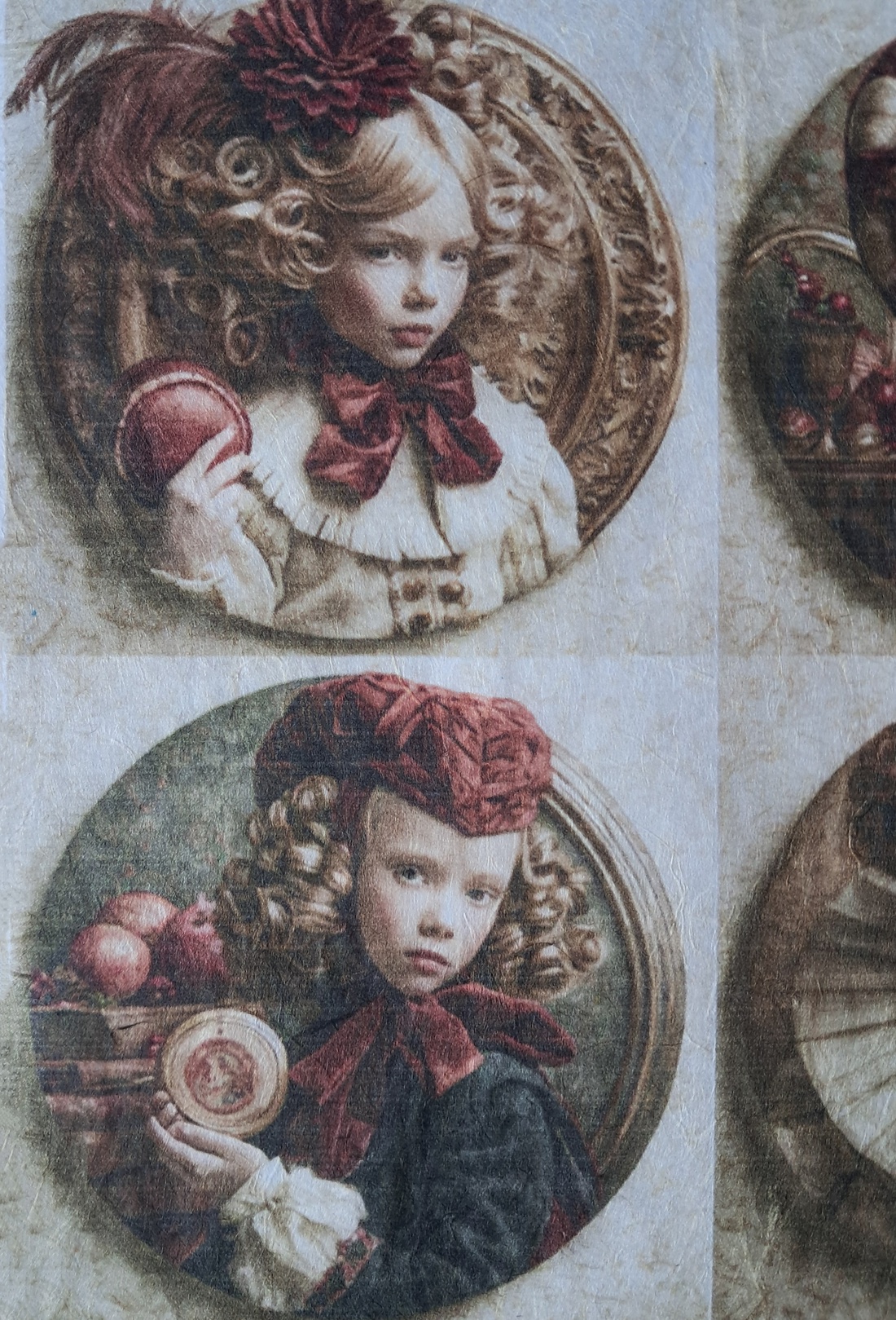 Hârtie de orez A4 Copii din epoca nobila (O) - Rice paper decoupage, Hartie de orez imprimata A4  - accessorii și unelte - hârtie - hârtie decoupage - Artynos.ro