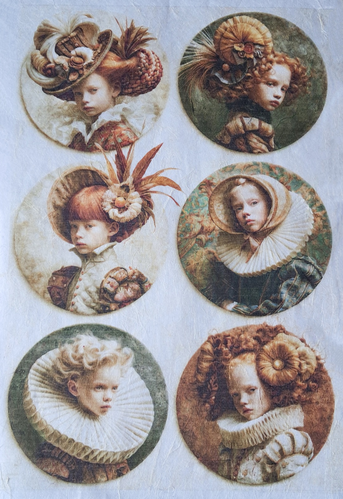 Hârtie de orez A4 Copii din epoca nobila (I) - Rice paper decoupage, Hartie de orez imprimata A4  - accessorii și unelte - hârtie - hârtie decoupage - Artynos.ro