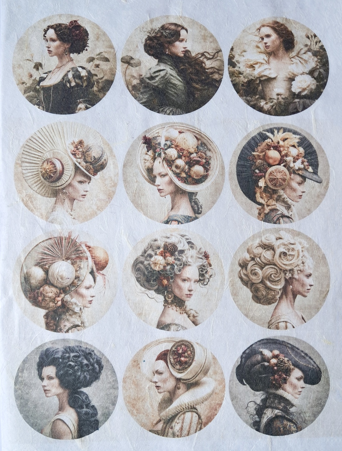 Hârtie de orez A4 Muzele Versailles-ului (D) - Rice paper decoupage, Hartie de orez imprimata A4  - accessorii și unelte - hârtie - hârtie decoupage - Artynos.ro