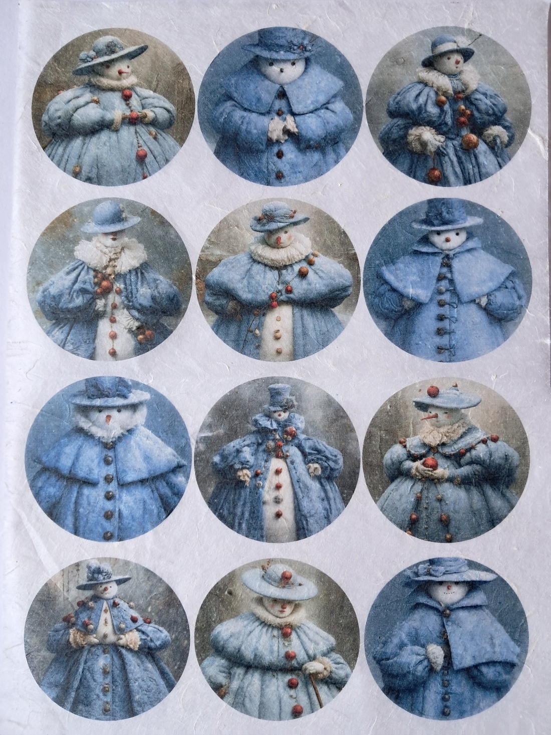 Hartie de orez A4  Snowman  (A) -  hartie de orez, rice paper decoupage A4 - accessorii și unelte - hârtie - hârtie decoupage - Artynos.ro