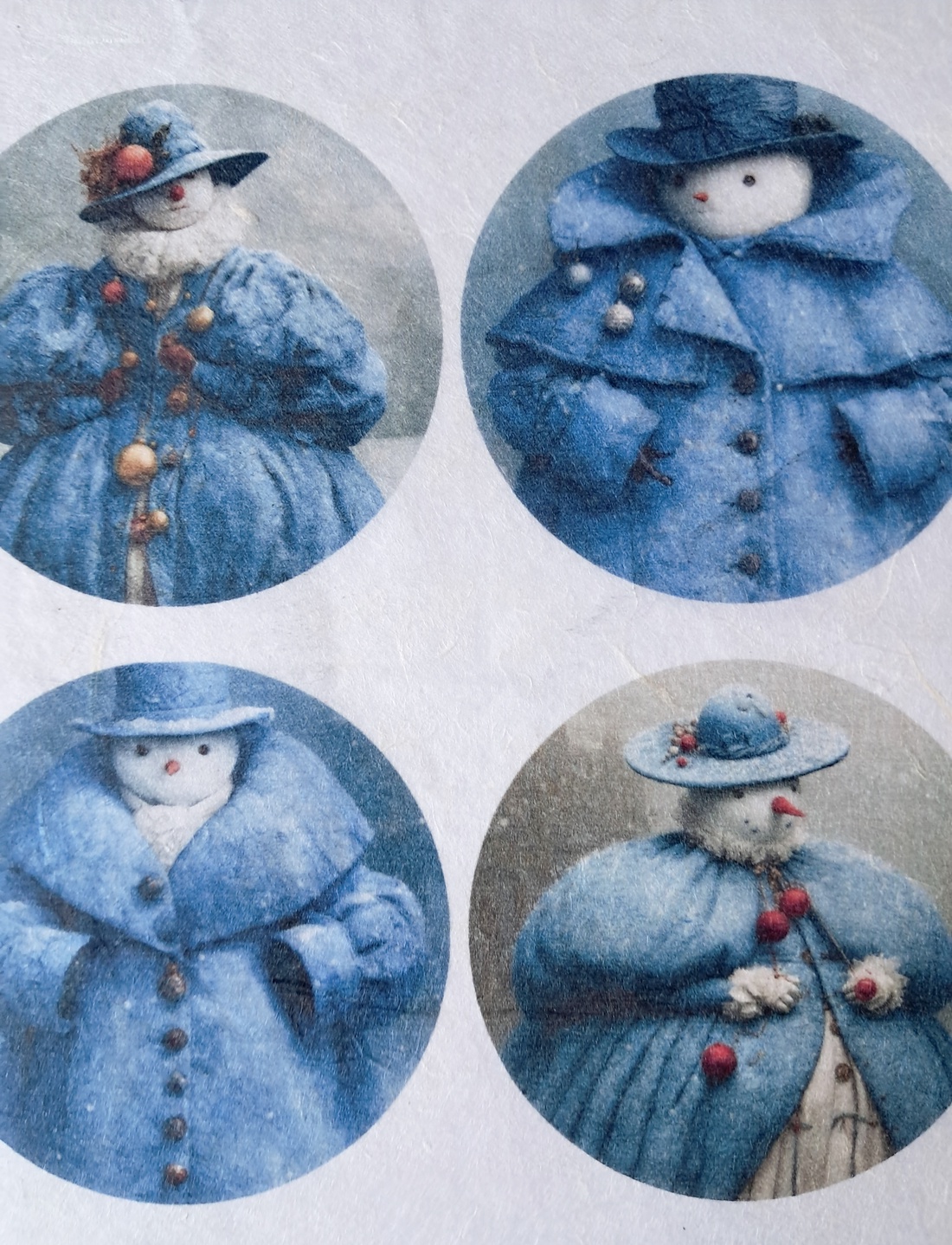 Hartie de orez A4  Snowman  (A) -  hartie de orez, rice paper decoupage A4 - accessorii și unelte - hârtie - hârtie decoupage - Artynos.ro