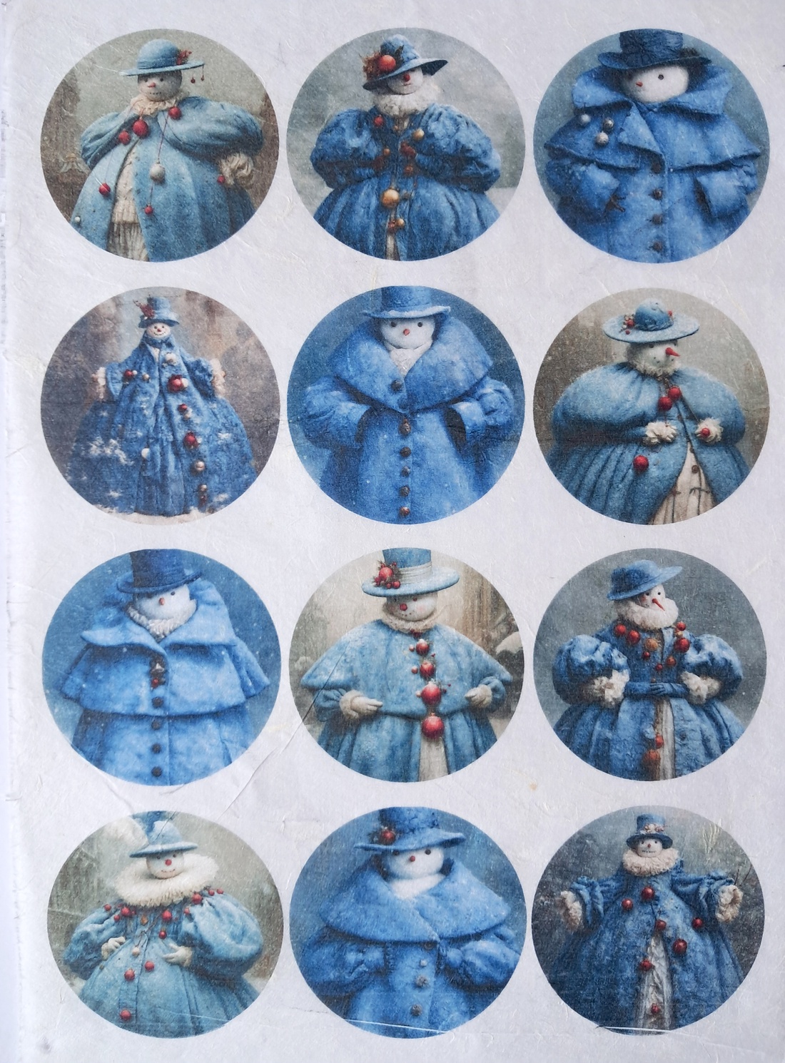 Hartie de orez A4  Snowman  (A) -  hartie de orez, rice paper decoupage A4 - accessorii și unelte - hârtie - hârtie decoupage - Artynos.ro