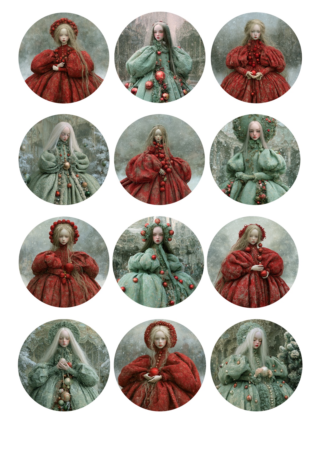 Hartie de orez A4  Winter doll  (A) -  hartie de orez, rice paper decoupage A4 - accessorii și unelte - hârtie - hârtie decoupage - Artynos.ro