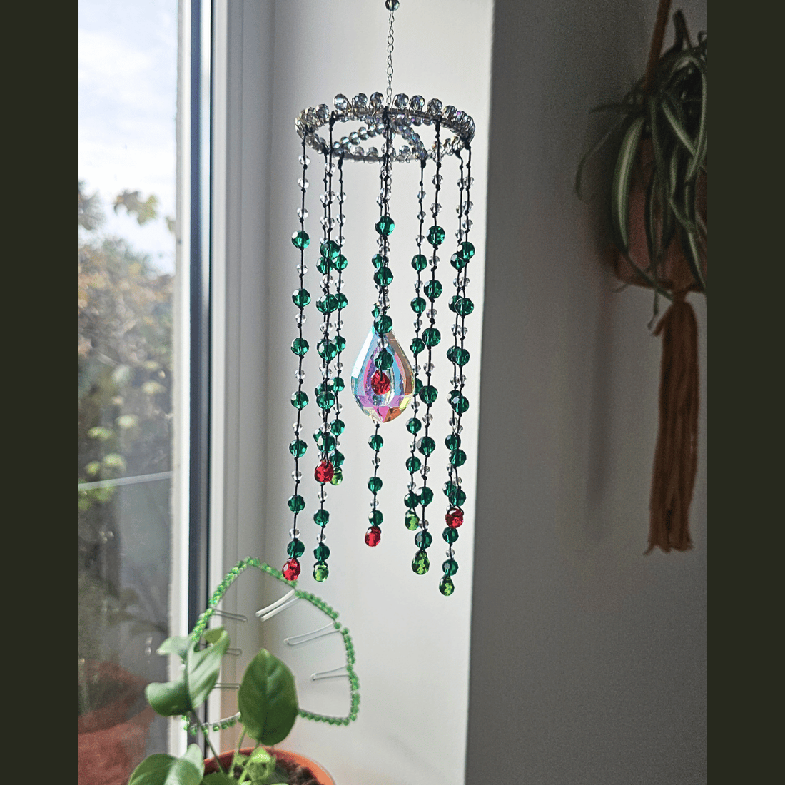 Suncatcher - String of Pearls pe Baza cu Cristale - casă & stil de viață - decorațiuni de casă - decorațiuni de masă și rafturi - copaci din mărgele și sârmă - Artynos.ro