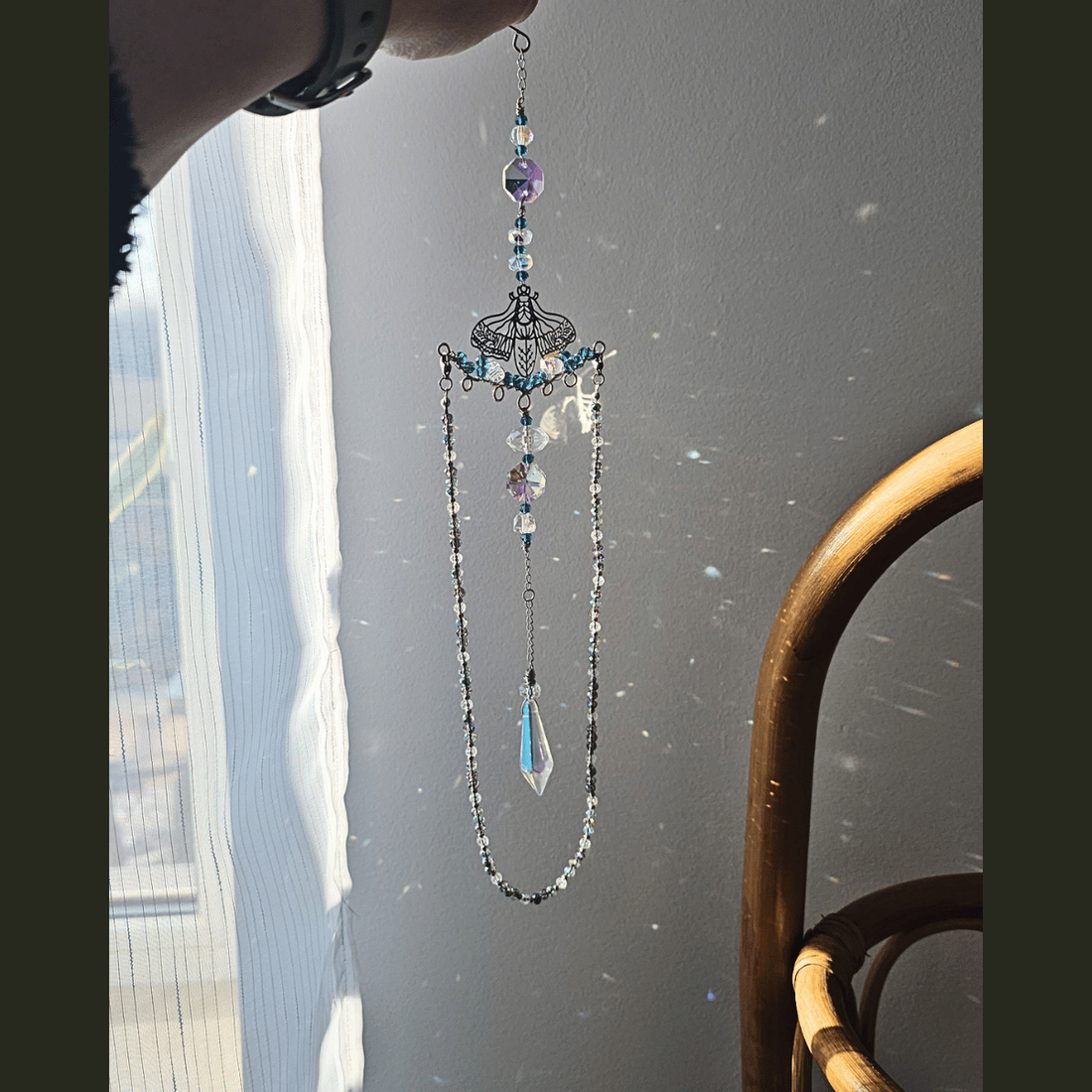 Suncatcher - Suport Bijuterii - cu Fluture si Cristale - casă & stil de viață - decorațiuni de casă - decorațiuni de masă și rafturi - copaci din mărgele și sârmă - Artynos.ro