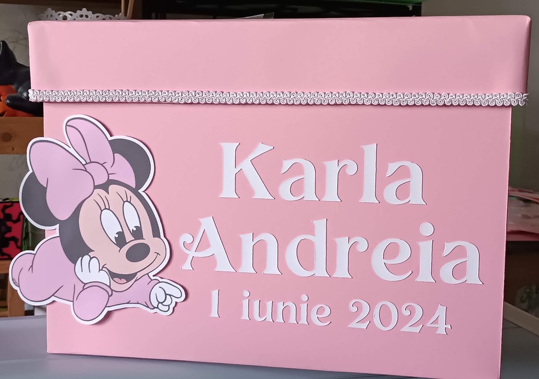 Cutie pentru dar botez fetițe Minnie roz - jucării și echipamente pentru copii - daruri de botez - Artynos.ro Cutie pentru dar botez fetițe Minnie roz - jucării și echipamente pentru copii - daruri de botez - Artynos.ro
