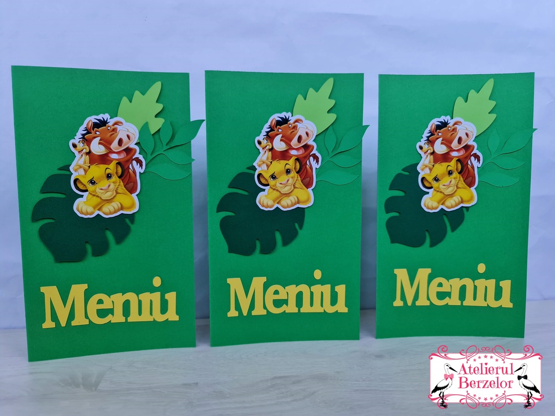 Meniuri botez verde junglă, Lion King - jucării și echipamente pentru copii - daruri de botez - Artynos.ro Meniuri botez verde junglă, Lion King - jucării și echipamente pentru copii - daruri de botez - Artynos.ro