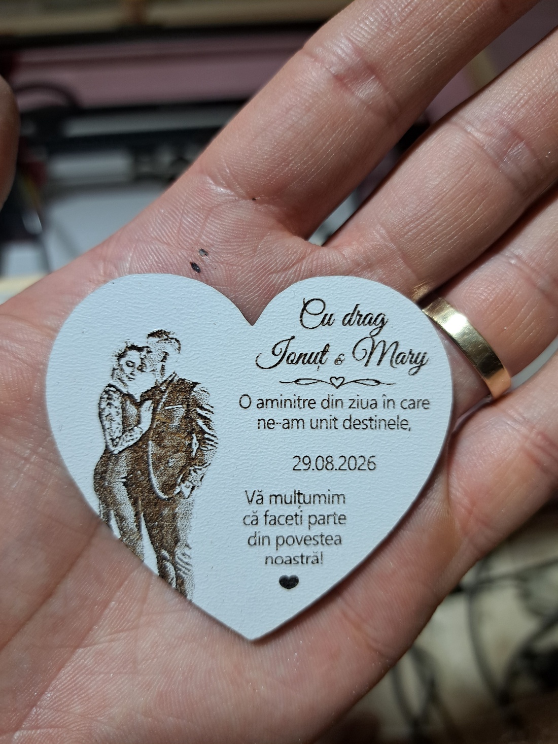 Mărturie nuntă gravată personalizată - accesorii nuntă - amintiri și cadouri de nuntă - mărturii - Artynos.ro