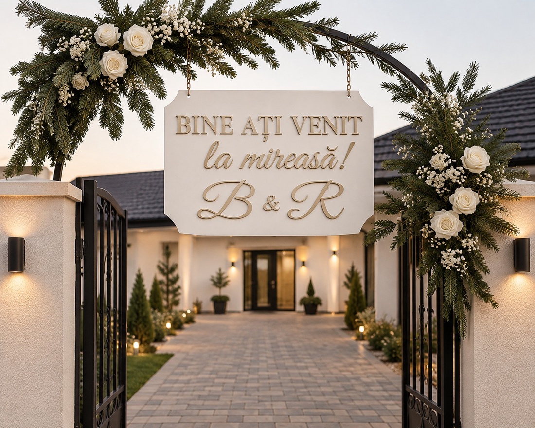 Set 2x Plăcuță/panou Bine ați venit - accesorii nuntă - materiale decor pentru nuntă - decorațiuni pentru masa de nuntă  - Artynos.ro
