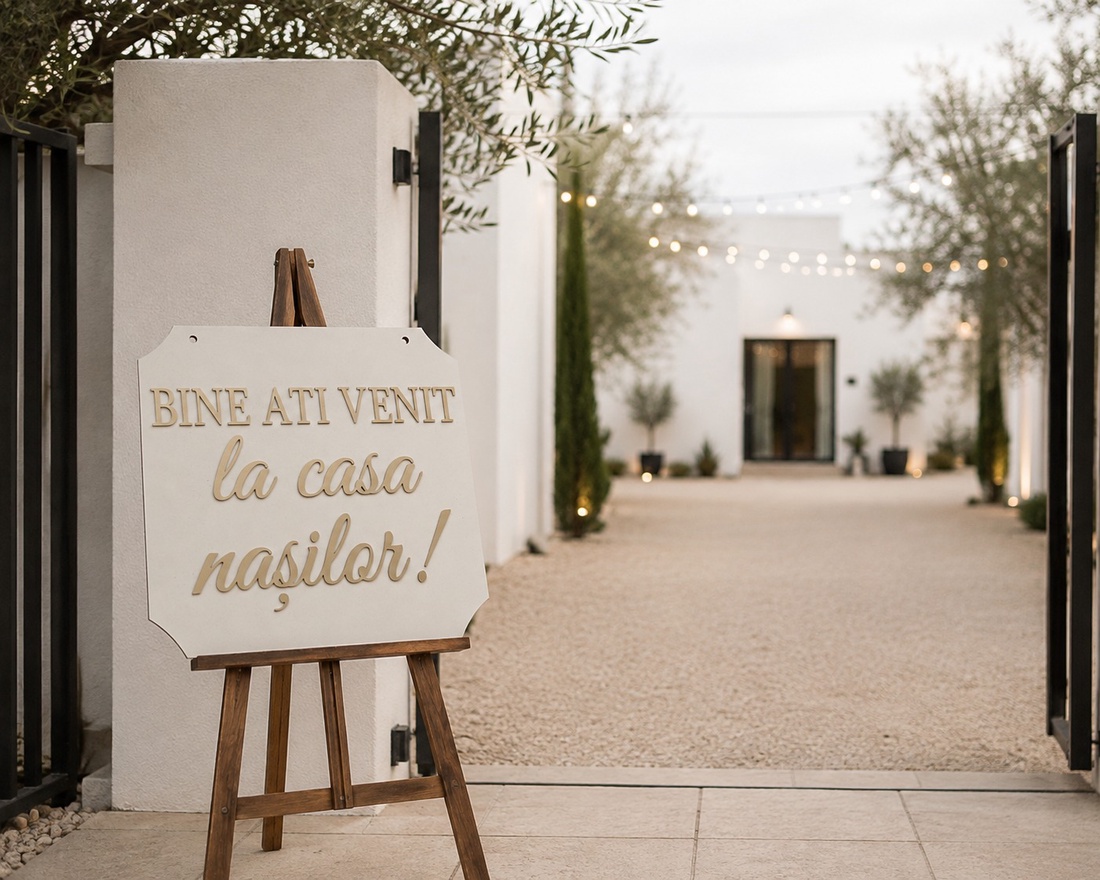Set 2x Plăcuță/panou Bine ați venit - accesorii nuntă - materiale decor pentru nuntă - decorațiuni pentru masa de nuntă  - Artynos.ro