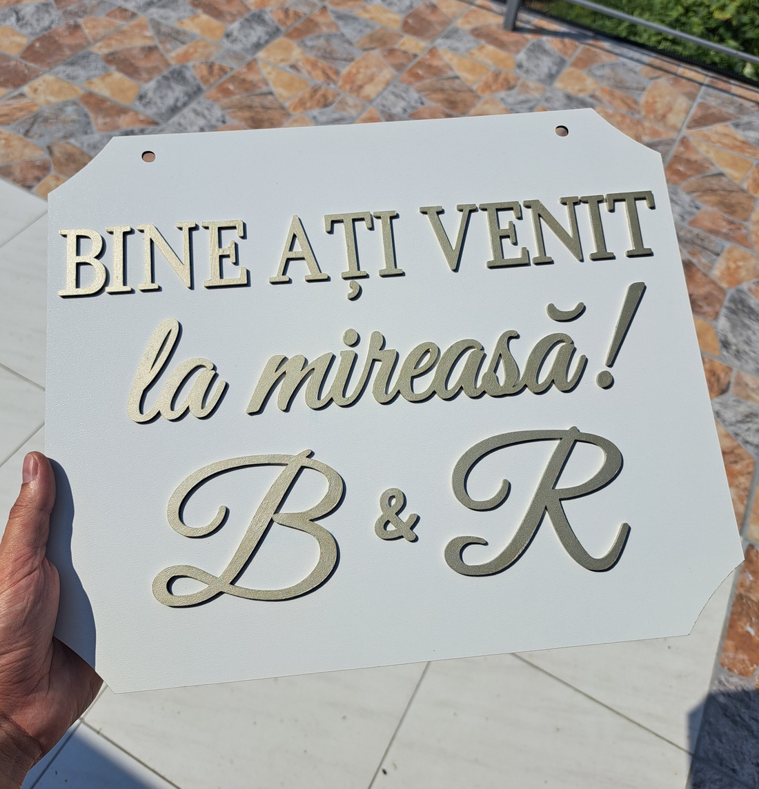Set 2x Plăcuță/panou Bine ați venit - accesorii nuntă - materiale decor pentru nuntă - decorațiuni pentru masa de nuntă  - Artynos.ro
