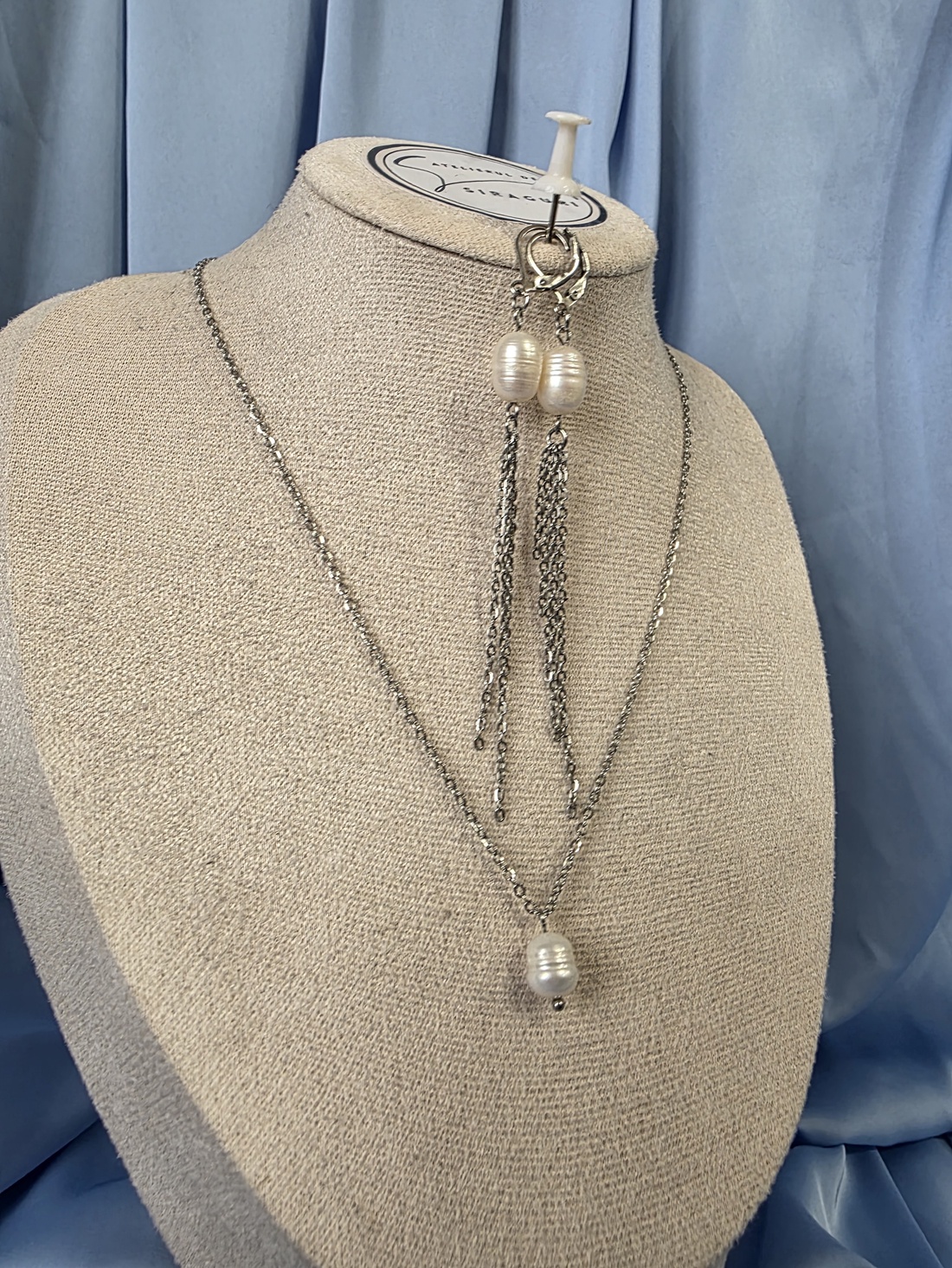 Set lant si cercei  din oțel inoxidabil și perlă de cultură  - accessorii și unelte - mărgea, componente de bijuterii - perlă adevărată - Artynos.ro