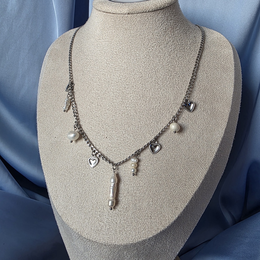 Colier din oțel inoxidabil si perle de cultură  - bijuterii - coliere - coliere cu pandative - Artynos.ro
