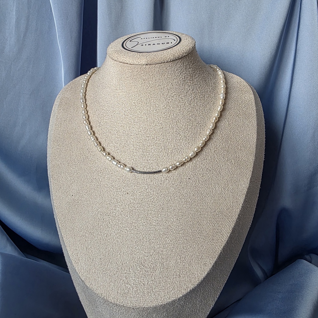 Colier din perle de cultură  si oțel inoxidabil  - bijuterii - coliere - coliere din perle - Artynos.ro