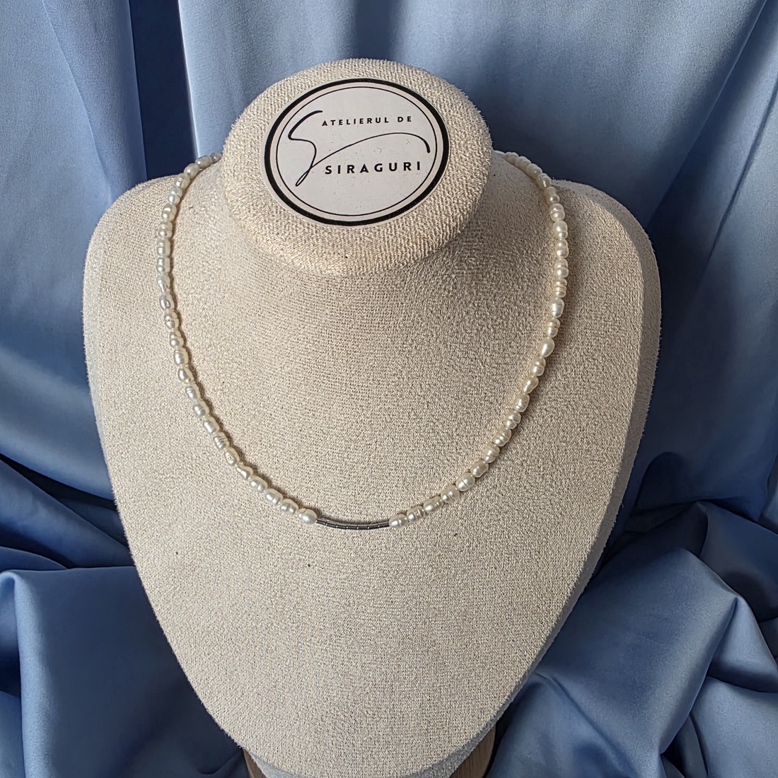 Colier din perle de cultură  si oțel inoxidabil  - bijuterii - coliere - coliere din perle - Artynos.ro