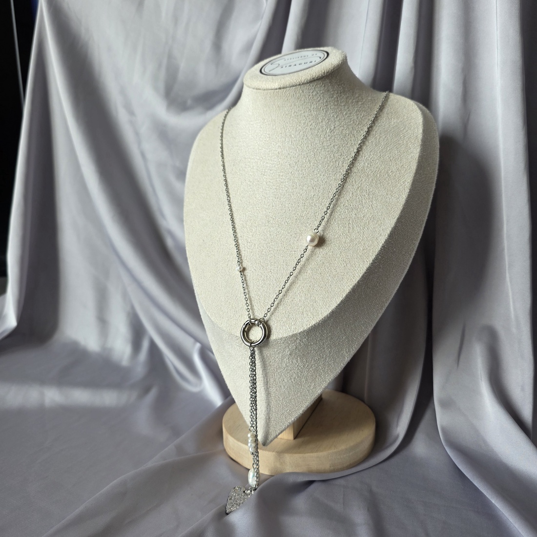 Colier lung din otel inoxidabil si perle de cultură  - bijuterii - coliere - coliere din perle - Artynos.ro