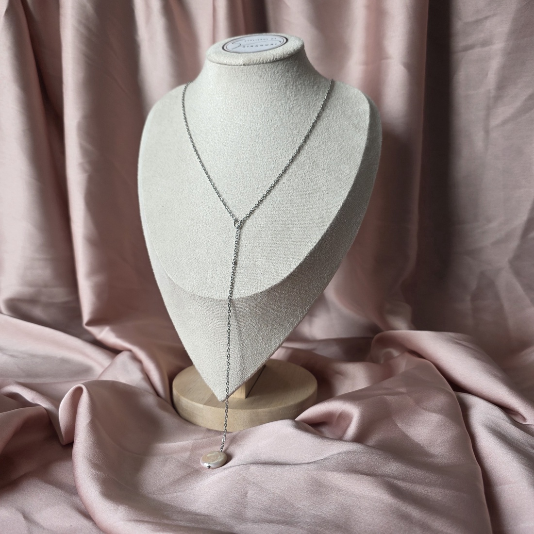 Colier lung din oțel inoxidabil și perle de cultură  - bijuterii - coliere - coliere cu pandative - Artynos.ro