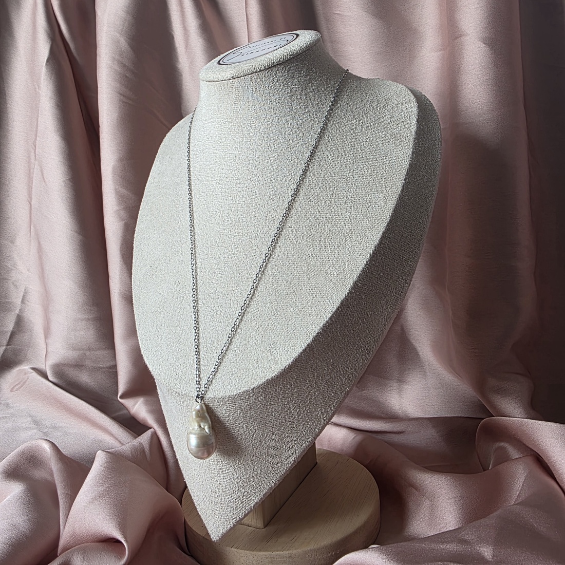 Colier cu perla de cultura barocă  si lant din otel inoxidabil - bijuterii - coliere - coliere din perle - Artynos.ro