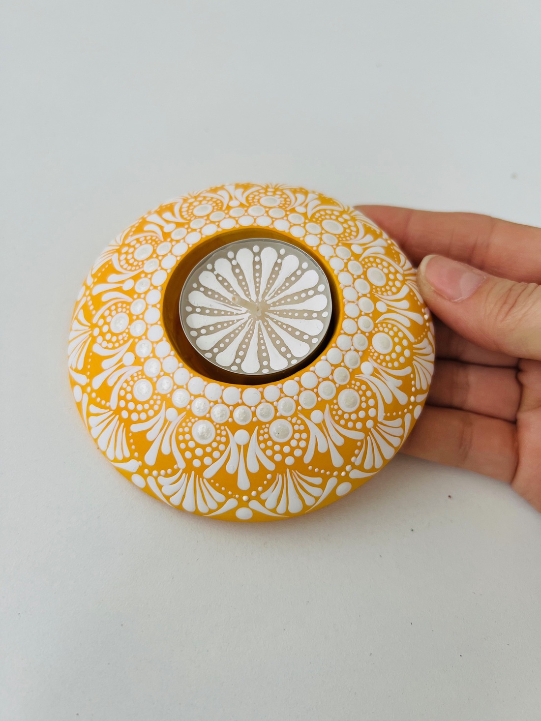 Suport lumanare portelan  Yellow Lace - casă & stil de viață - lumânări, parfumuri, arome - suport de lumânări - Artynos.ro