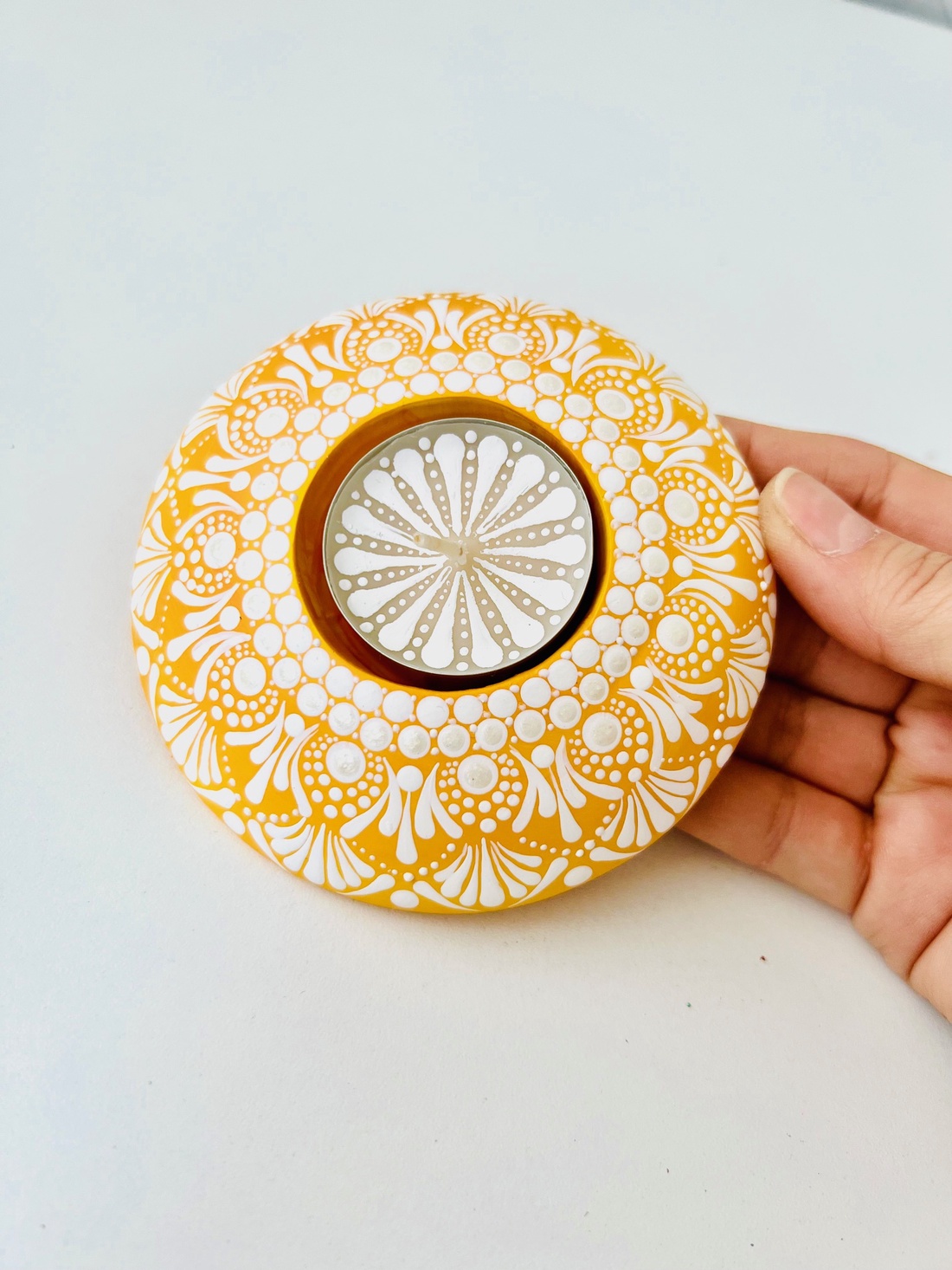 Suport lumanare portelan  Yellow Lace - casă & stil de viață - lumânări, parfumuri, arome - suport de lumânări - Artynos.ro