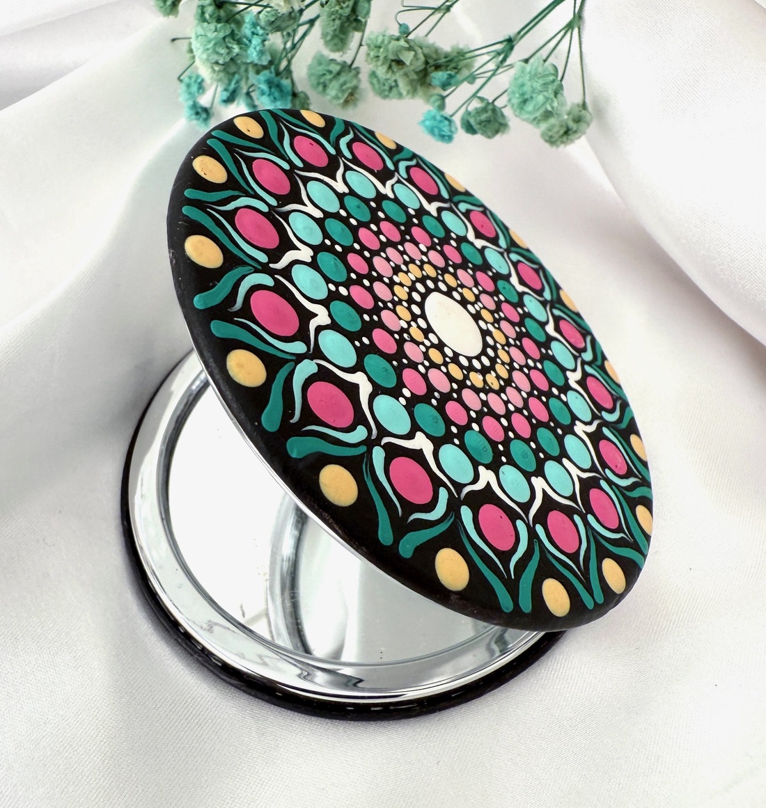 Oglinda Pictata manual - Stil Mandala - baie și frumusețe - accesorii pentru îngrijirea feței - accesorii machiaj - Artynos.ro