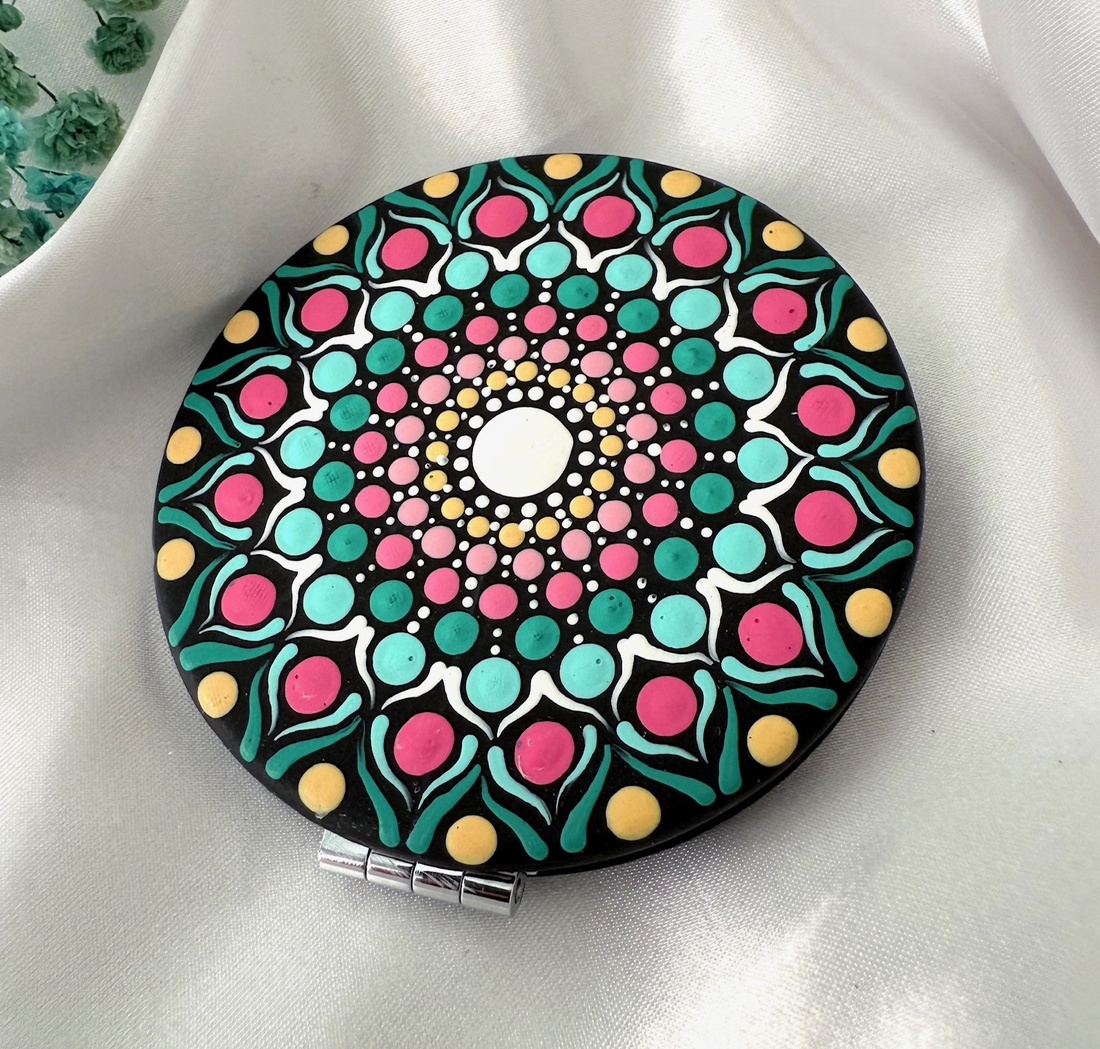 Oglinda Pictata manual - Stil Mandala - baie și frumusețe - accesorii pentru îngrijirea feței - accesorii machiaj - Artynos.ro