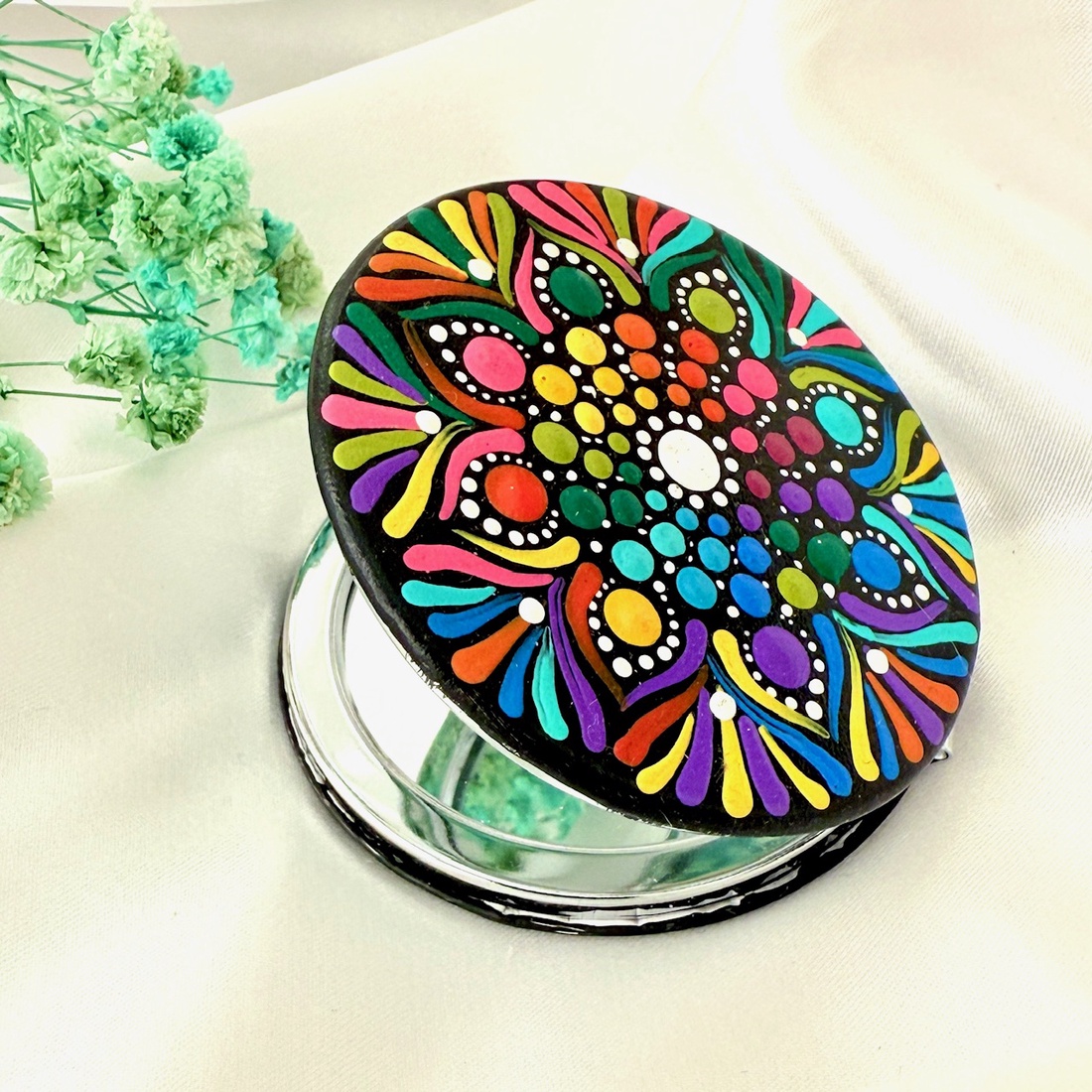 Oglinda poseta pictata manual - igienă și înfrumusețare - accesorii pentru îngrijirea feței - machiaje - Artynos.ro