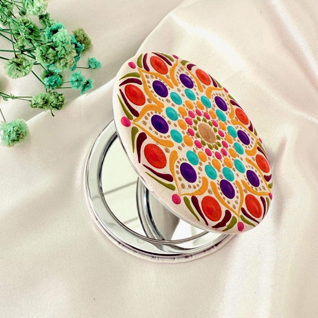 Oglinda poseta pictata manual  - baie și frumusețe - accesorii pentru îngrijirea feței - accesorii machiaj - Artynos.ro