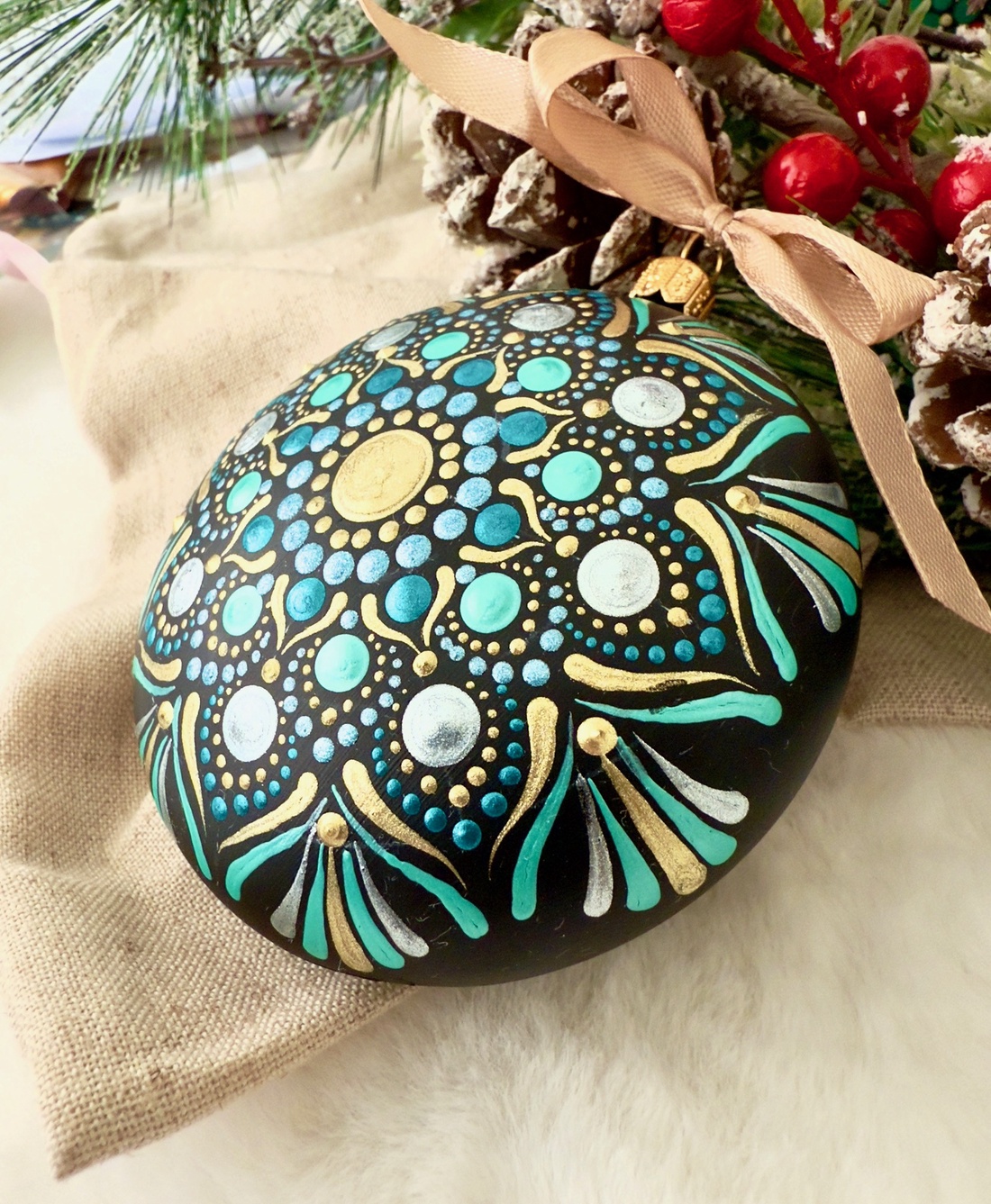 Glob Pictat Manual-Mandala Magic - crăciun - decorațiuni de crăciun de casă - globuri de crăciun - Artynos.ro