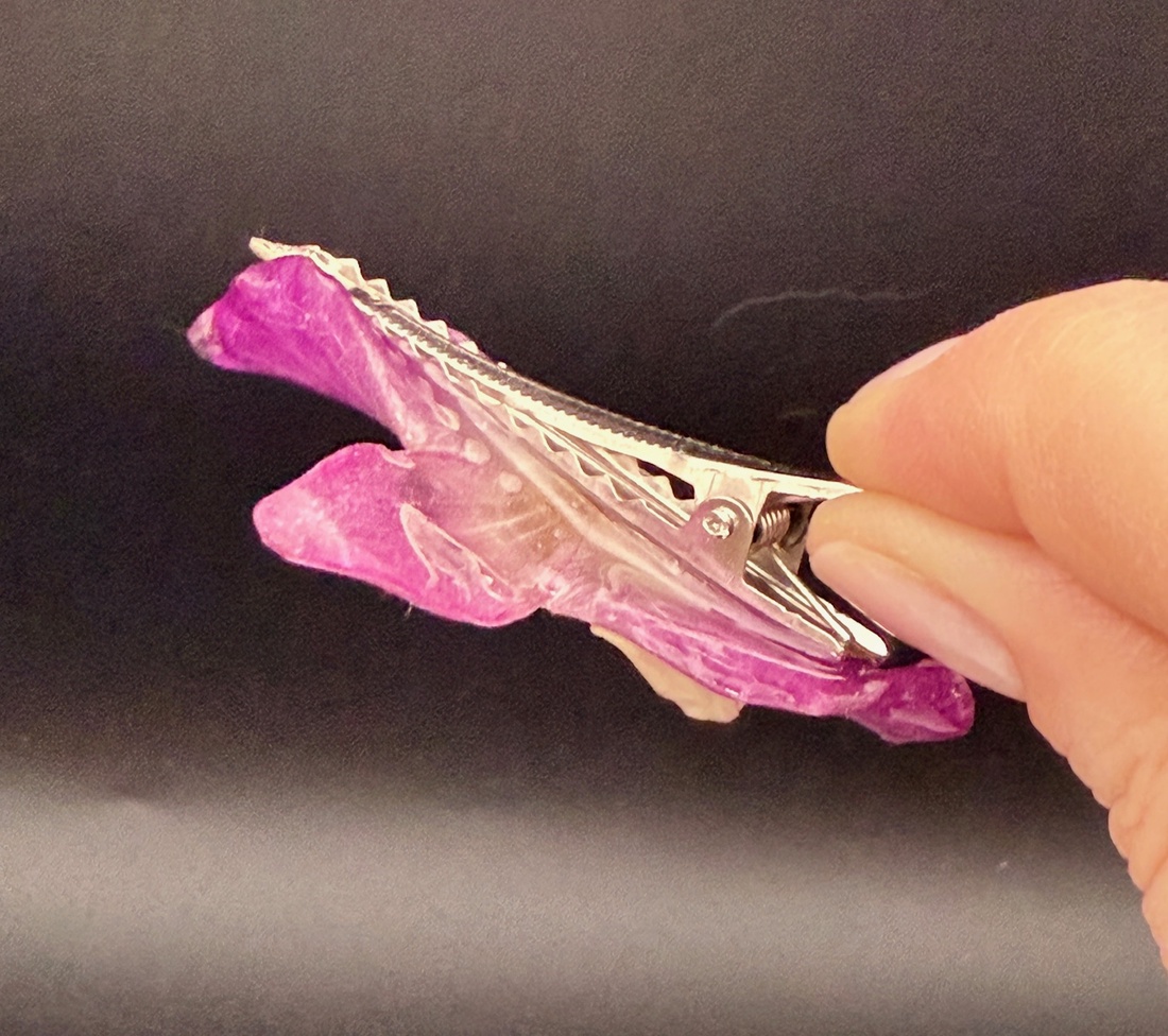 Agrafă de Păr cu Orhidee Naturală Roz � Accesoriu Floral Delicat - îmbrăcăminte și modă - accesorii păr - bandă de păr și agrafe păr - Artynos.ro