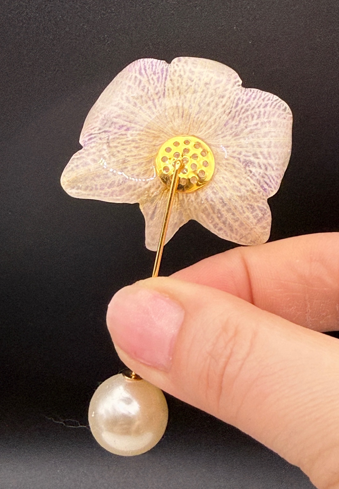 Broșă Florală orhidee naturala-  Conservate în Rășină - bijuterii - broșe - Artynos.ro