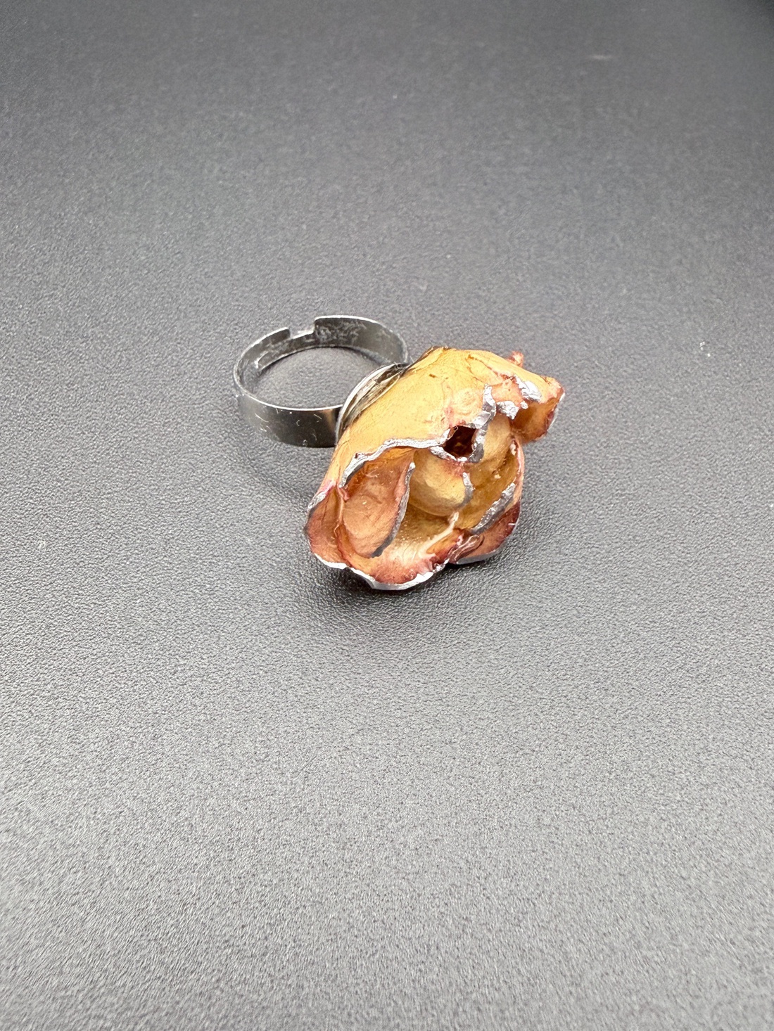 Inel cu trandafir rose - natural în rășină � bijuterie romantică handmade - bijuterii - inele - inele statement - Artynos.ro