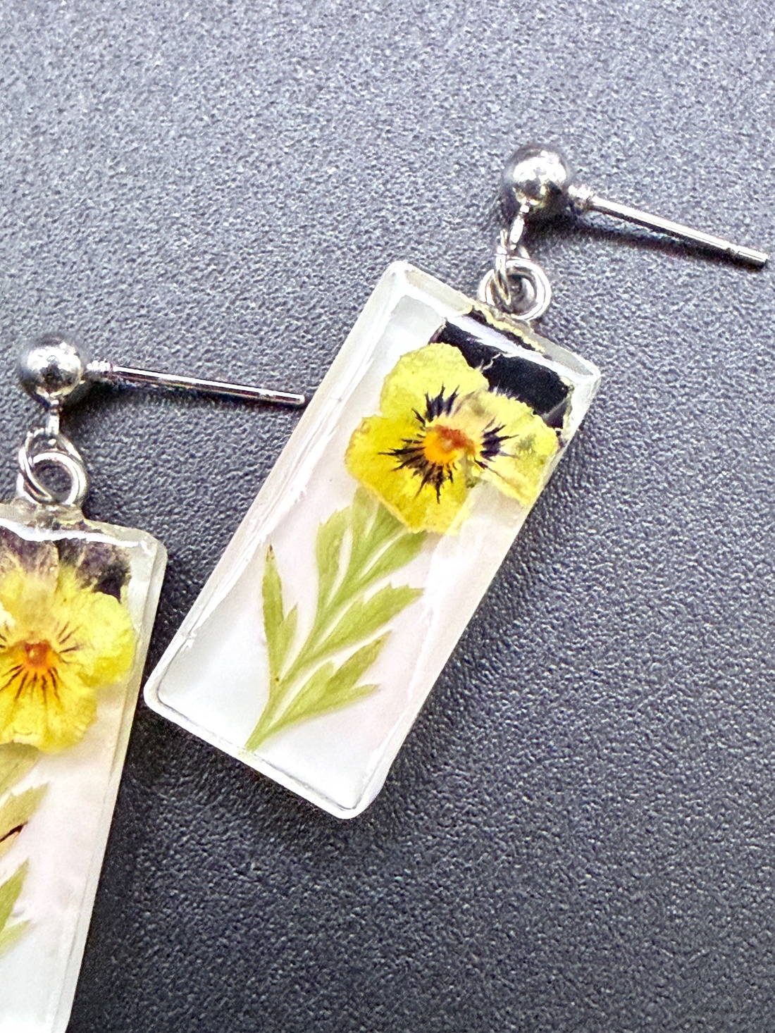 Cercei terariu cu flori presate � bijuterii inspirate din natură - bijuterii - cercei - cercei din rășină - Artynos.ro