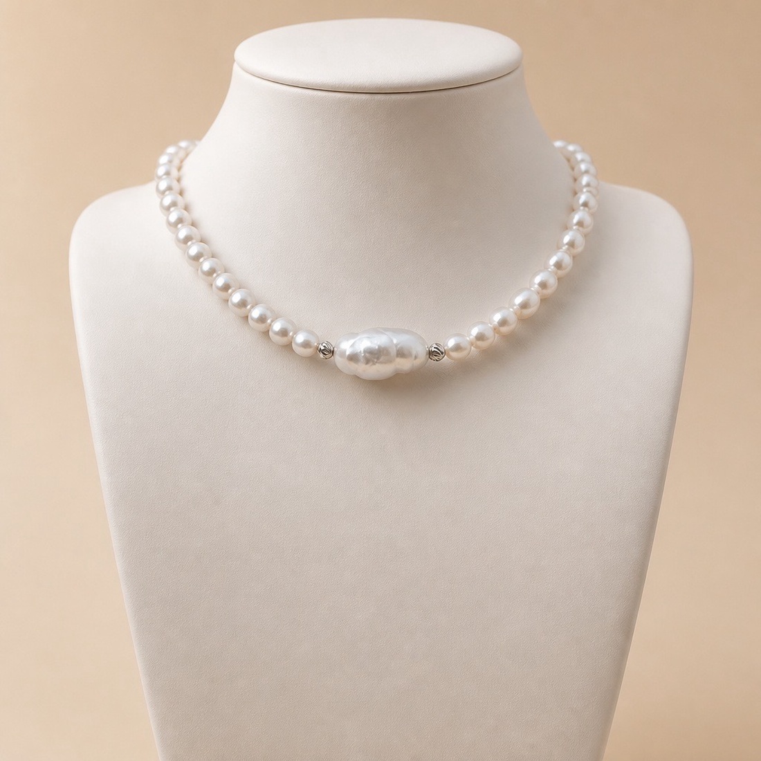 Colier Choker din Perle Naturale de Cultură cu Perlă Barocă Centrală - bijuterii - coliere - coliere din perle - Artynos.ro