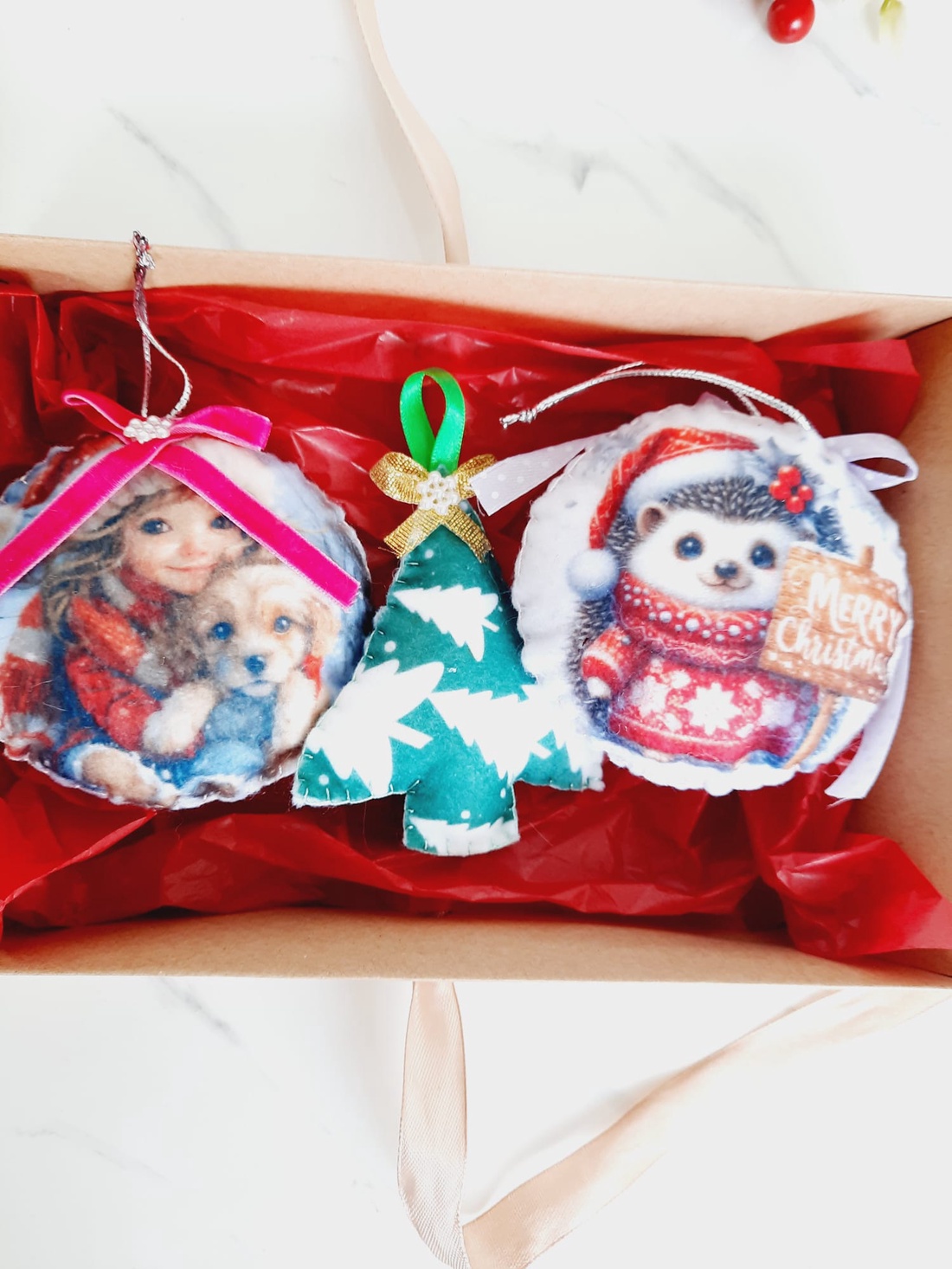 Set de globuri din fetru  - crăciun - decorațiuni de crăciun de casă - globuri de crăciun - Artynos.ro