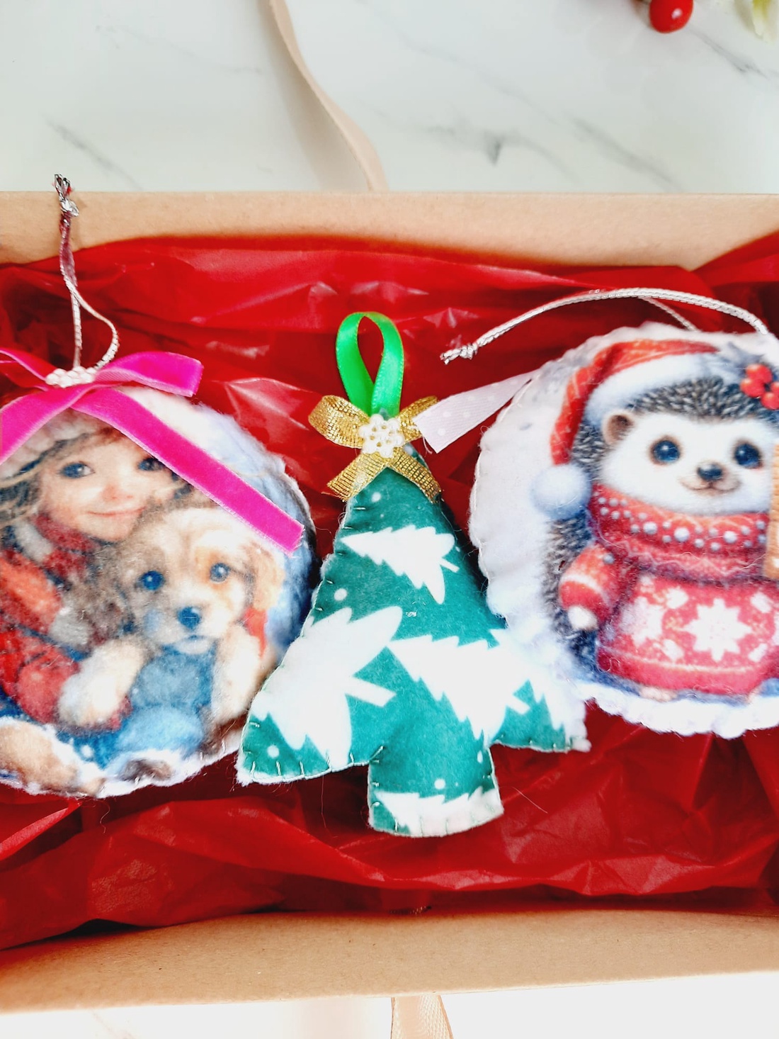 Set de globuri din fetru  - crăciun - decorațiuni de crăciun de casă - globuri de crăciun - Artynos.ro